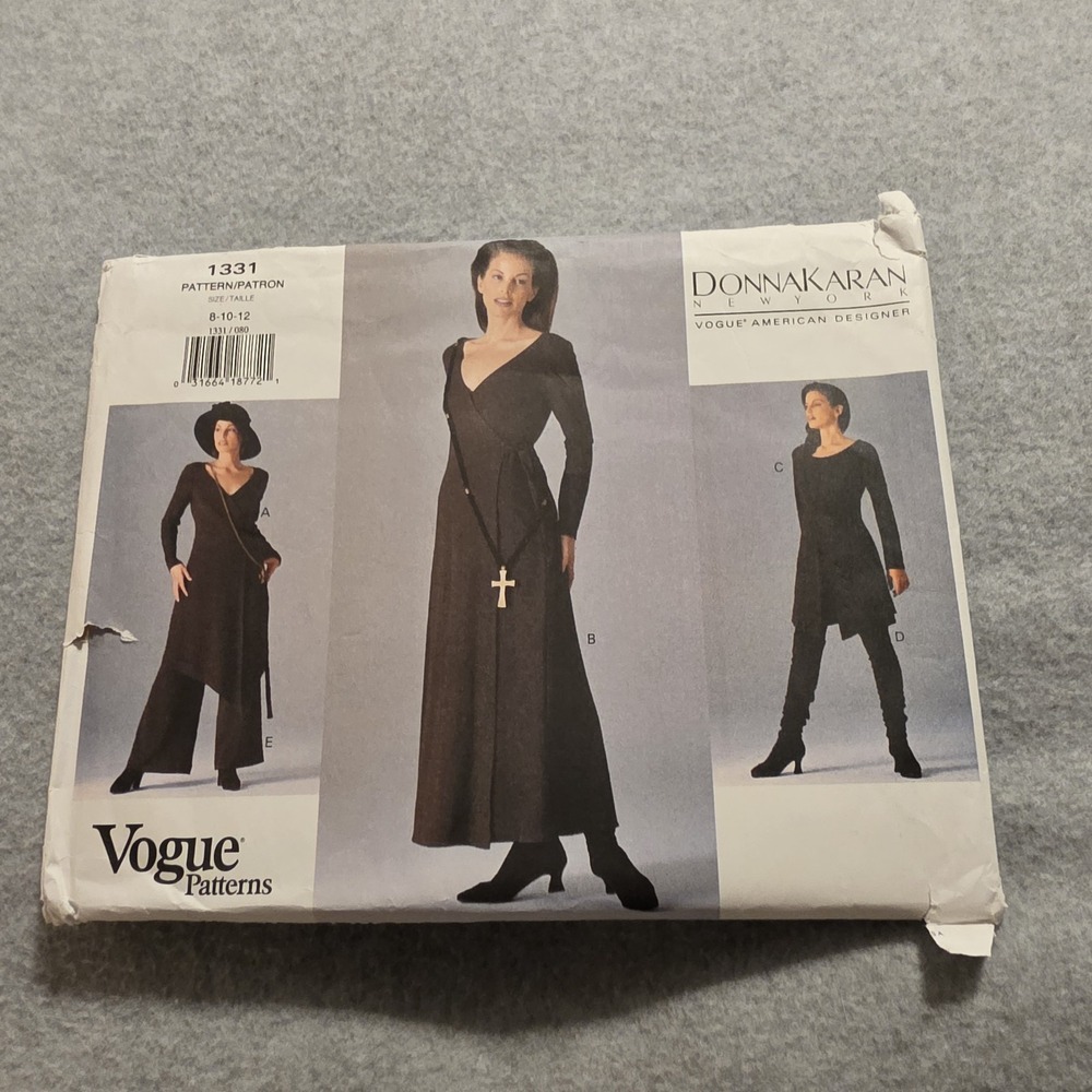 VOGUE AMERICAN DESIGNER DONNA KARAN #1331 UN-CUT/COMPLETE SZS. 8-10-12.